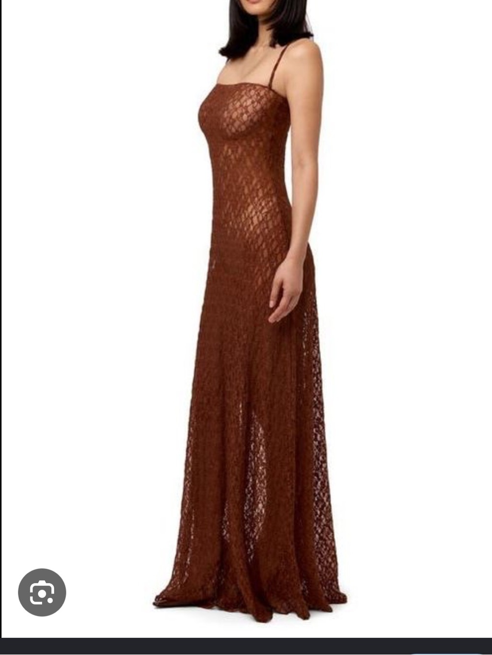Naked Wardrobe Sheer Stretch Lace Maxi Dress in Brown NWOT